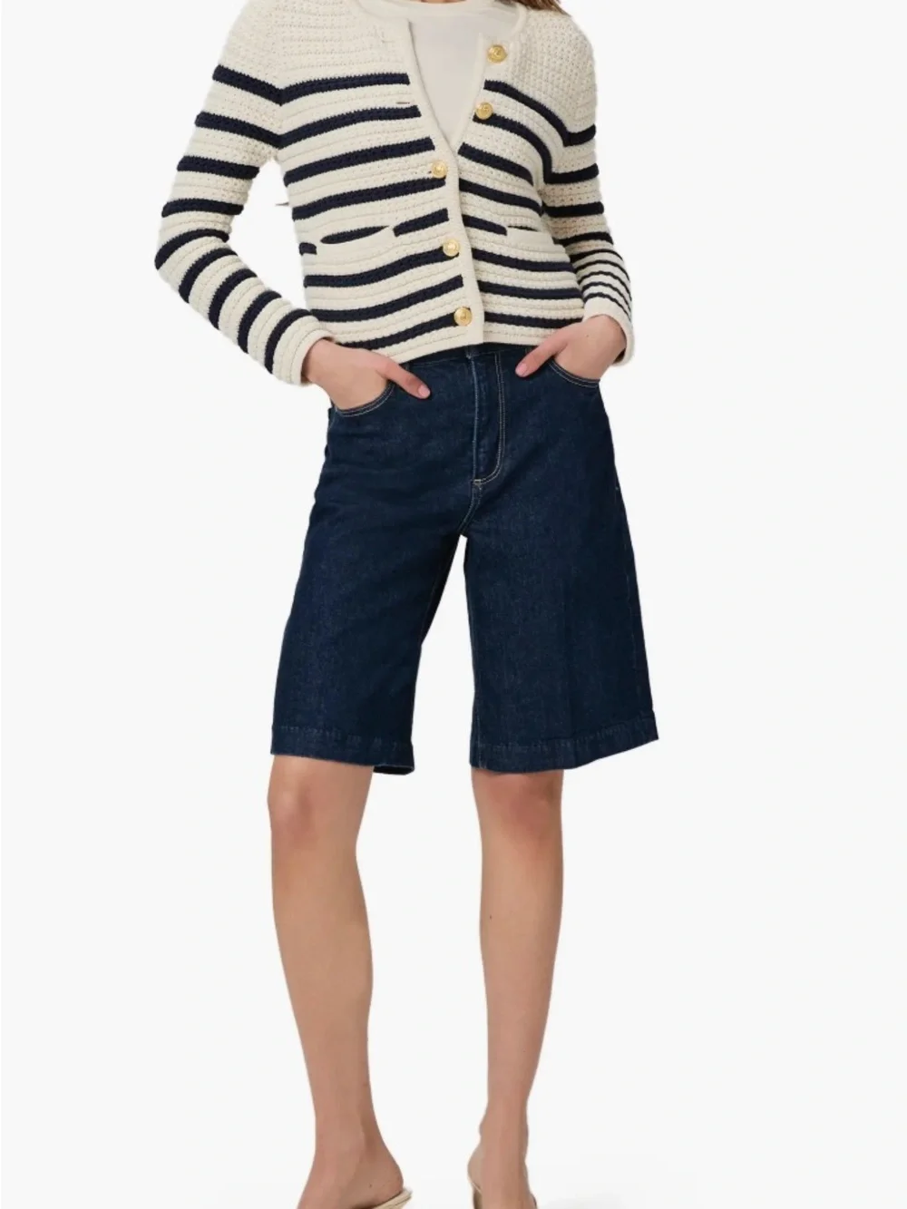 Paige Cadee Denim Bermuda shorts - dark blue denim organic cotton
